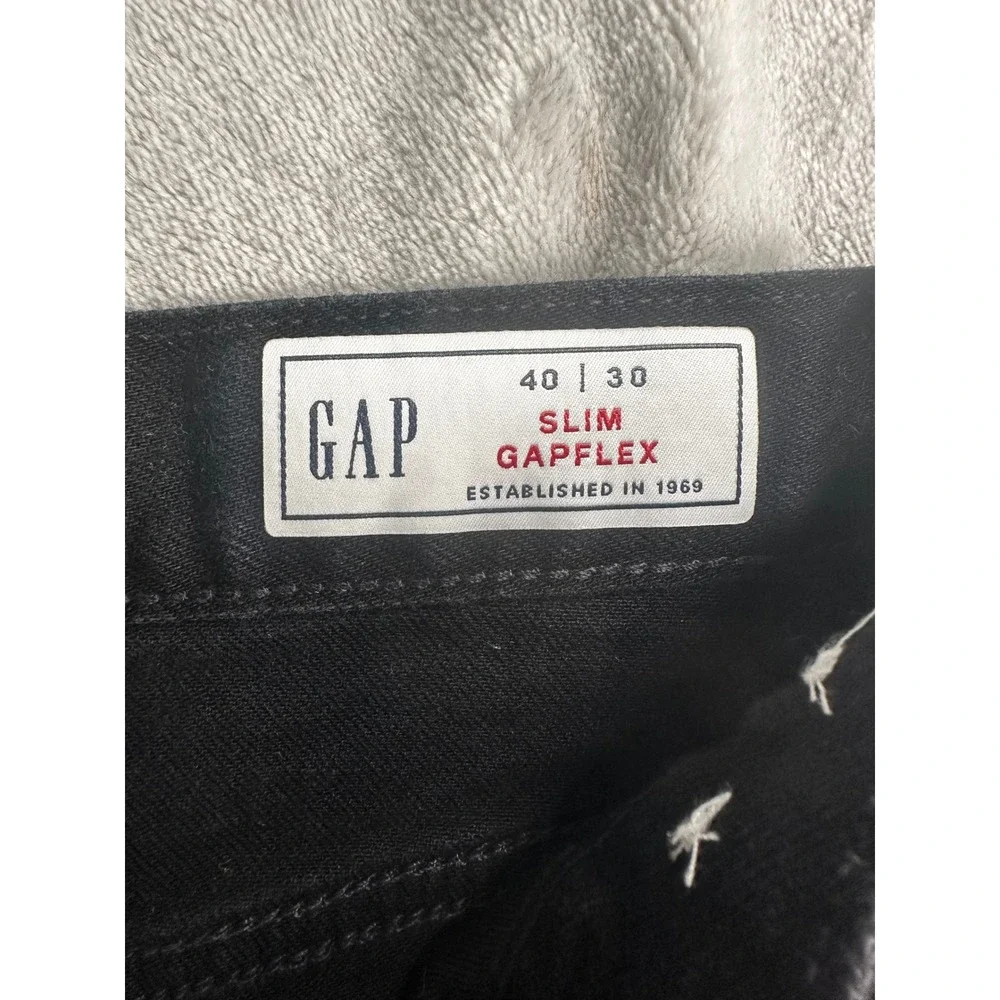 Gap Slim Gapflex Jeans Mens 40x30 Black Denim Pants Stretch